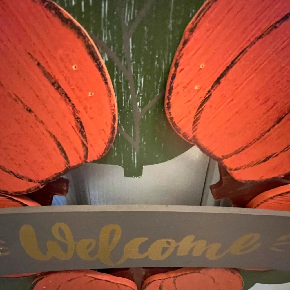 Festive Pumpkin Welcome Wreath - Red and Green